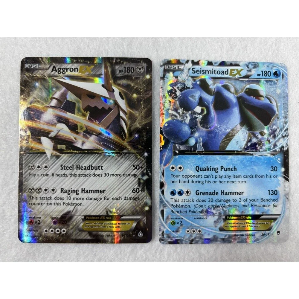 Pokémon Aggron EX 93/160 & Seismitoad EX 20/111 Holo Rare Card Lot XY Era